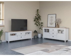 Biela nízka komoda z borovicového dreva 180x80 cm Misti – Marckeric