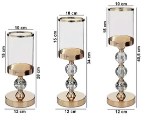 SADA 3x zlatých svietnikov