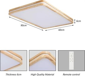 BRILAGI - LED stmievateľné svietidlo MOLINA SQUARE LED/128W/230V dub 90x60 cm + diaľkové ovládanie