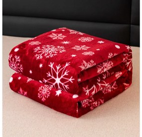 2x Červená vianočná mikroplyšová deka SNOWFALL 150x200 cm