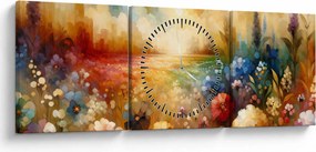 Obraz - Pestrofarebná lúka (s hodinami) (90x30 cm)