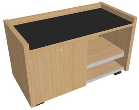 Mobilný kontajner Verno 100 x 50 cm so sklom, ľavý, dub svetlý / čierna