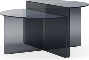 Sivé sklenené okrúhle konferenčné stolíky v súprave 2 ks ø 80 cm Velta – MOME
