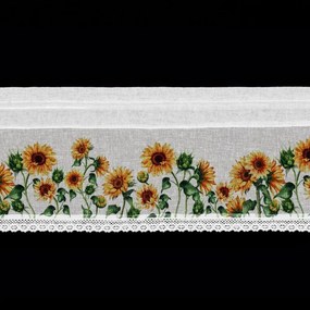 Dekorstudio Kuchynská záclonka HELIA zdobená kvetinovou potlačou a čipkou 150 X 30 cm