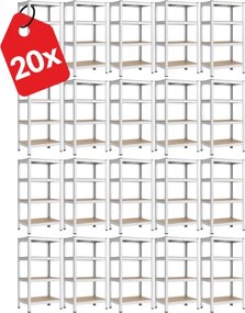 Akcia 20x Regál 180x90x30 cm pozinkovaný 4-policový, nosnosť 700 kg