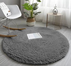 Okrúhly koberec Alpaka v tmavosivej farbe – mäkký polyester Rozmer: 90 cm