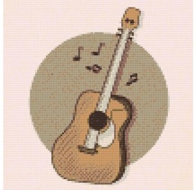 Gario Diamantové maľovanie Hnedá gitara Rozmery: 50 x 50 cm, Rámovanie: Iba zrolované plátno, Diamanty: Štvorcové