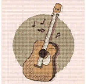 Gario Diamantové maľovanie Hnedá gitara Rozmery: 80 x 80 cm, Rámovanie: Iba zrolované plátno, Diamanty: Štvorcové