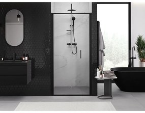 Mexen Exo, skladacie dvere do otvoru 75x200 cm, 6mm číre sklo, čierny profil, 816-075-000-70-00