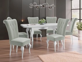 Rozkladací stôl Julia so 6 stoličkami ST63, Dostupné poťahy: Magic Velvet 2240, Farby: biela / biely lesk