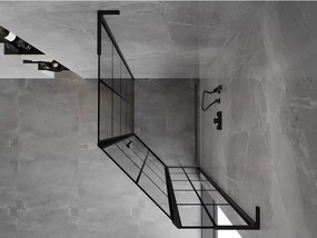 Mexen Mist L, päťuholníkový sprchový kút s krídlovými dverami, 90 x 100 cm, 8mm číre sklo, čierny profil, 8A8L-090-100-70-77-P