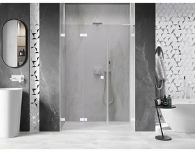 Mexen Lunar-F, L skladacie ľavé sprchové dvere 140 cm, 8mm číre sklo, biely profil, 836SL-140-050-20-00-L