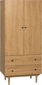 HOMCOM Detský Šatník so 2 Dverami a 2 Zásuvkami - 80 x 52 x 180 cm - S Dreveným Povrchom | Aosom