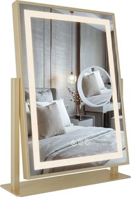 Rea LUMI, kozmetické LED zrkadlo 30x40cm, zlatý rám, HOM-01802