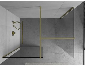 Mexen Kioto, 2-stenová sprchová zástena Walk-In 150 x 70 cm, 8mm číre sklo, zlatý lesklý profil,800-150-202-50-00-070