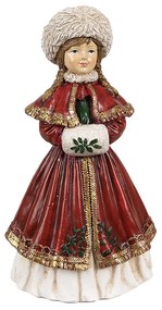 Červená dekorácia socha dievča v zimnom - 9 * 7 * 17 cm