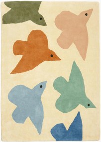Ručne všívaný detský koberec Birds Terracotta Blue, rôzne veľkosti