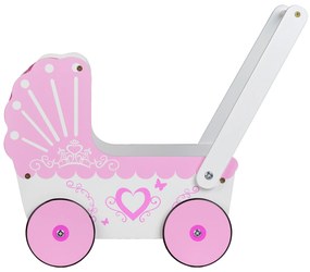 Drevený kočík pre bábiky Ecotoys Pink