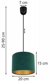 Závesné svietidlo Mediolan, 1x textilné tienidlo (výber z 10 farieb), (výber z 3 farieb konštrukcie), g, lp