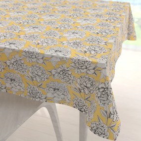 Biante Bavlnený štvorcový obrus Sandra SA-510 Pivonky na žltom 150x150 cm