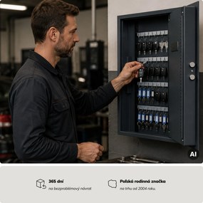 Skrinka na kľúče elektronická s vhadzovaním a kódovým zámkom, na 133 kľúčov, 430x665x130 mm: BRUCE