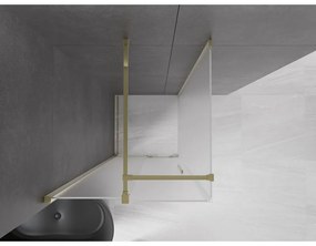 Mexen Velar, sprchový kút s posuvnými dverami 110 x 110 cm, 8mm sklo námraza, zlatá lesklá, 871-110-110-31-50