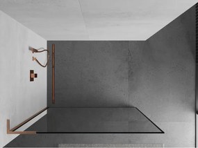 Mexen Kioto L, sprchová zástena Walk-In 70 x 200 cm, 8mm číre sklo čierny vzor, medený matný profil, 800-070-103-65-70