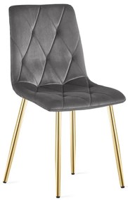 Jedálenská stolička LIBRA zamatová, tmavosivá / zlaté nohy