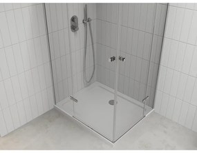 Mexen Roma Duo, sprchovací kút 80 (dvere) x 70 (dvere) cm, 6mm číre sklo, chrómový profil + slim sprchová vanička 5cm biela + chrómový sifón, 854-080-070-01-02-4010