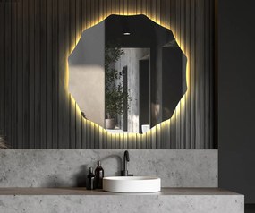 Okrúhle zrkadlo do kupelne s LED L192 moderne zrkadlo s čiernym rámom na stenu