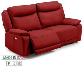 Kožená pohovka CONTINENTAL s elektrickou funkciou relax 2P, elektrické, červená (rosso 304)