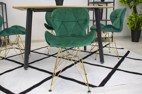 Zamatová stolička Paris zelená so zlatými nohami