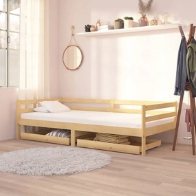 Denná posteľ so zásuvkami 90x200 cm borovicové drevo