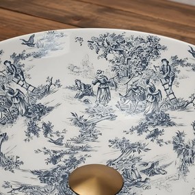 Rea Juliana, umývadlo na dosku 400x400x115 mm, biela-modrá so vzorom, REA-U3608