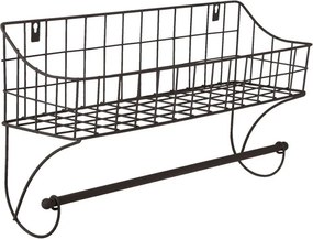 Nástenný kovový držiak na uterák s košíkom - 44 * 12 * 25 cm