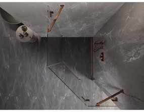 Mexen Lunar, pravý výklopný päťuholníkový sprchový kút 80 x 90 cm, 8mm číre sklo, profil ružové zlato, 831-080P-090L-60-00-P