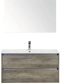 Kúpeľňový nábytkový set Dante 100 cm s keramickým umývadlom Model 1 a zrkadlom dub Nebraska