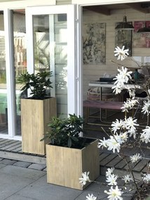 Kvetináč BLOCK, drevo akácie, výška 90 cm, hnedý