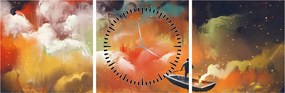Obraz - Muž plaviace vesmírom (s hodinami) (90x30 cm)