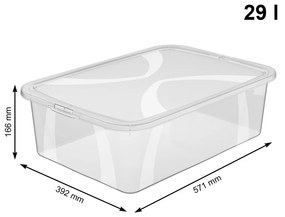 Úložný box, transparentní krabice s víkem, Rotho LONA, 58x39x17 (29l)