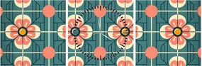 Obraz - Retro vzor s kvetmi (s hodinami) (90x30 cm)