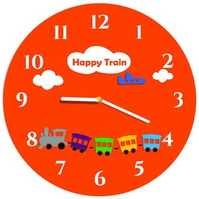 Nástenné hodiny pre deti vlak | SENTOP FL-Z97-ORANGE-2004 X0052