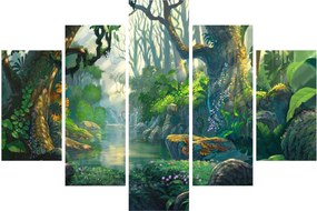 Obraz - Ilustrácia tropického lesa (150x105 cm)