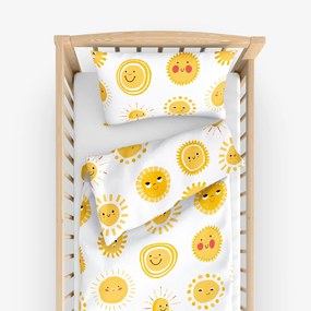 Goldea detské bavlnené obliečky do postieľky - usmievavá slniečka 110 x 125 a 35 x 55 cm