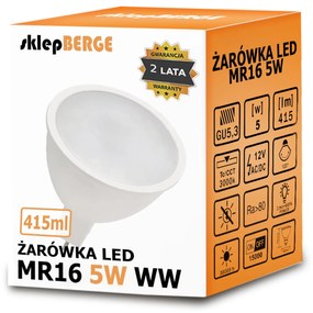 MILIO LED žiarovka 12V - MR16 - 5W - 415 lm - teplá biela