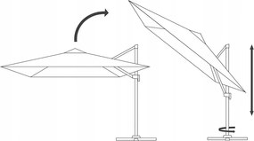 CH Krémový záhradný slnečník s obalom Roma Mini - 2,5 x 2,5 m
