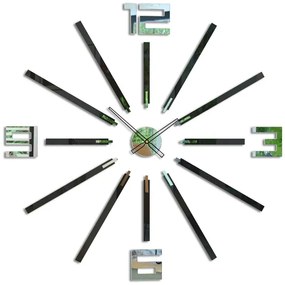 Nástěnné samolepící hodiny Big 115 cm zrcadlové/černé