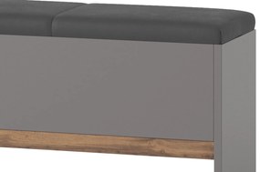 Čalouněná lavice Livorno 65 165 cm šedá/dub Wotan