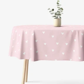 Goldea oválny obrus 100% bavlnené plátno - srdiečka na púdrovo ružovom 120 x 200 cm