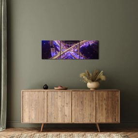 Obraz veľké križovatky v noci (s hodinami) (90x30 cm)